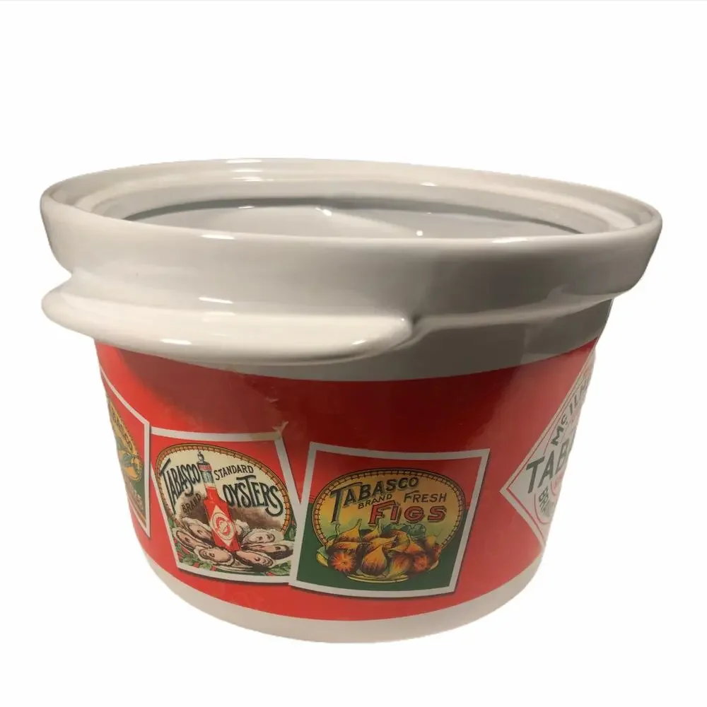 Tabasco Sauce Graphic Themed Vintage Style Retro Kitchen Crock Pot